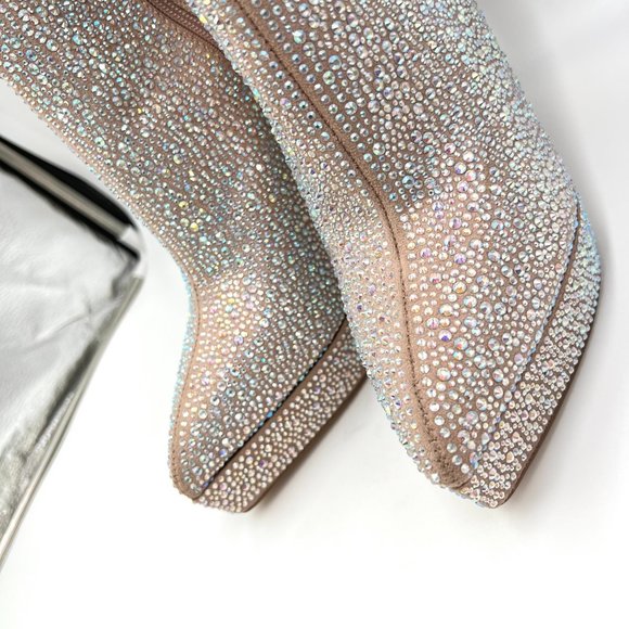 Madden Girl Size 8.5 Lorile Blush Jeweled Encrusted Platform Ankle Boots Shoes - Picture 4 of 14